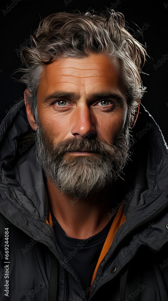 Close-up portrait of a handsome man. Man face portrait illustration. Generative AI Close-up portrait of a handsome man. Man face portrait illustration. Generative AI