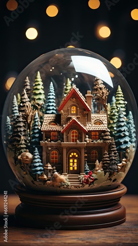 Christmas snow globe handmade. Christmas snow globe. Generative AI © tanyastock