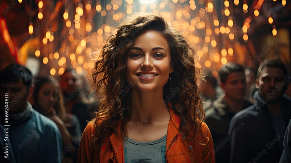Collage of large group of smiling people composite portrait image. Woman portrait illustration. Generative AI art Collage of large group of smiling people composite portrait image. Woman portrait illustration. Generative AI art