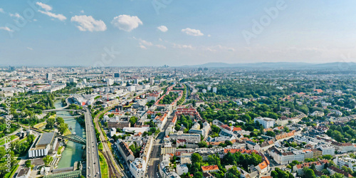 Panoramic Aerial drone view of Vienna City