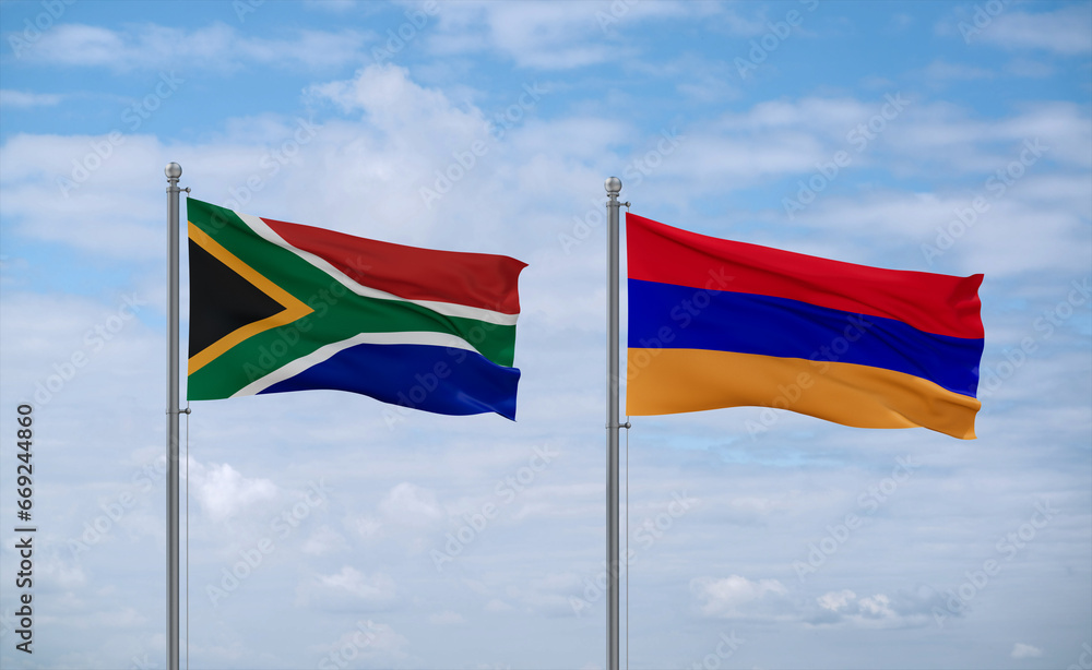 Armenia and South Africa flags, country relationship concept Armenia and South Africa flags, country relationship concept