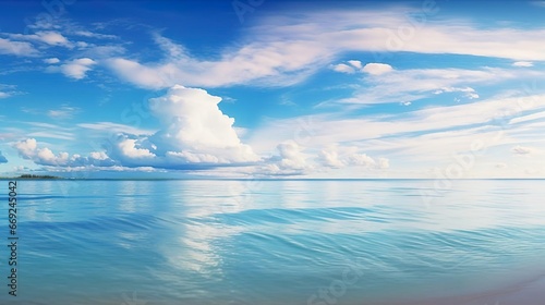 tropical beach panorama seascape with a wide horizon