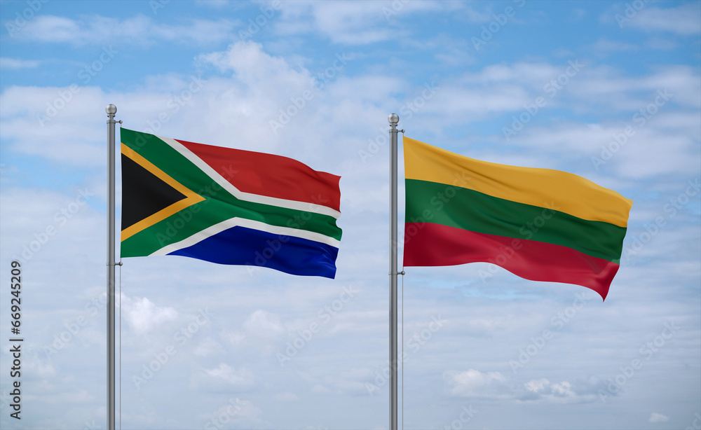 Lithuania and South Africa flags, country relationship concept Lithuania and South Africa flags, country relationship concept