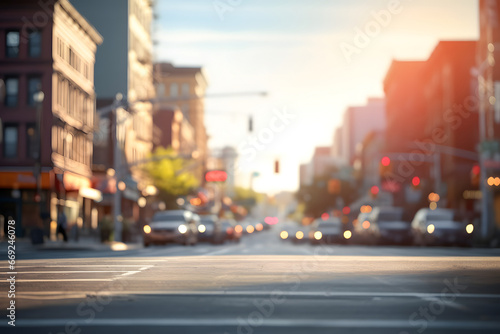 Fotografia American downtown street view at sunny summer morning