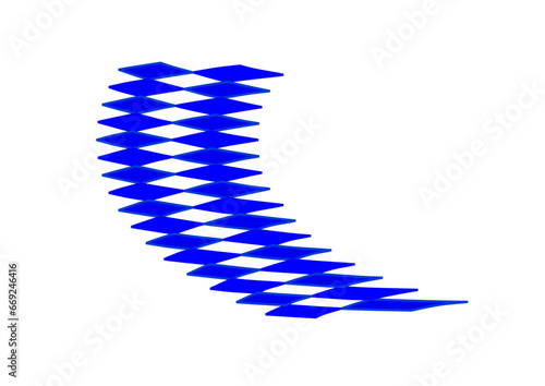 grafik aus zwei parallelen kurven aus gestapelte blauen rauten, modernes abstraktes design, interessante komplexe figur