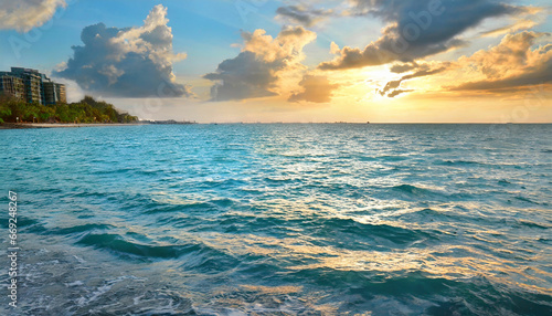 Ocean Sunset Scenery and Crystal Blue Waters
