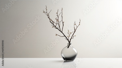 Minimalist graphic twig glass vase wall illustration picture AI generated art photo