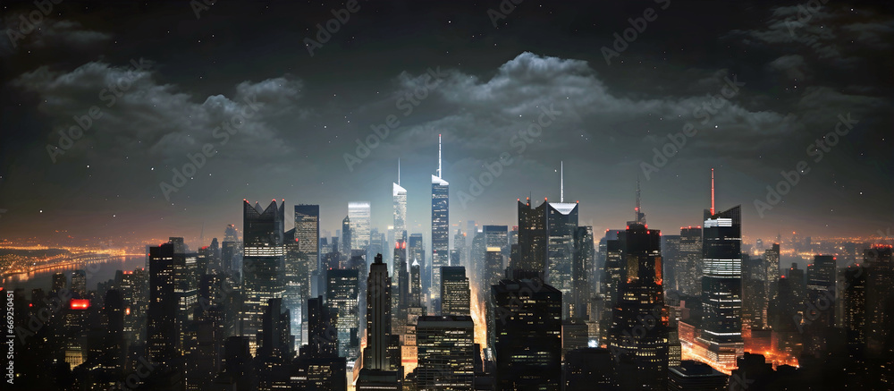 city night time skyline. AI generated. city night time skyline. AI generated.