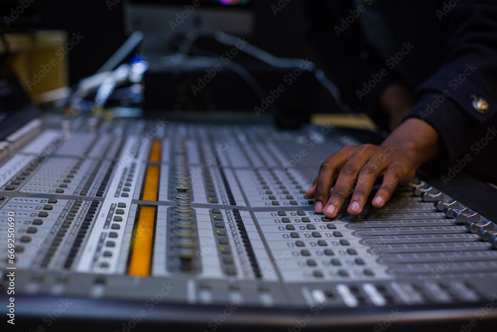 hands of dj mixing music