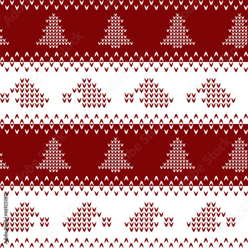 Knitted seamless pattern, christmas pattern with tree