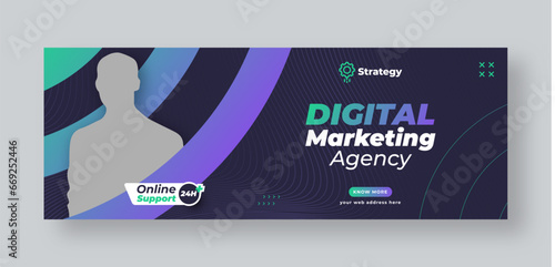 Digital marketing agency social media facebook cover web banner template, corporate business banner design