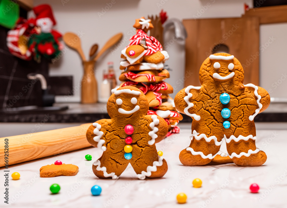 gingerbread man and christmas cookies