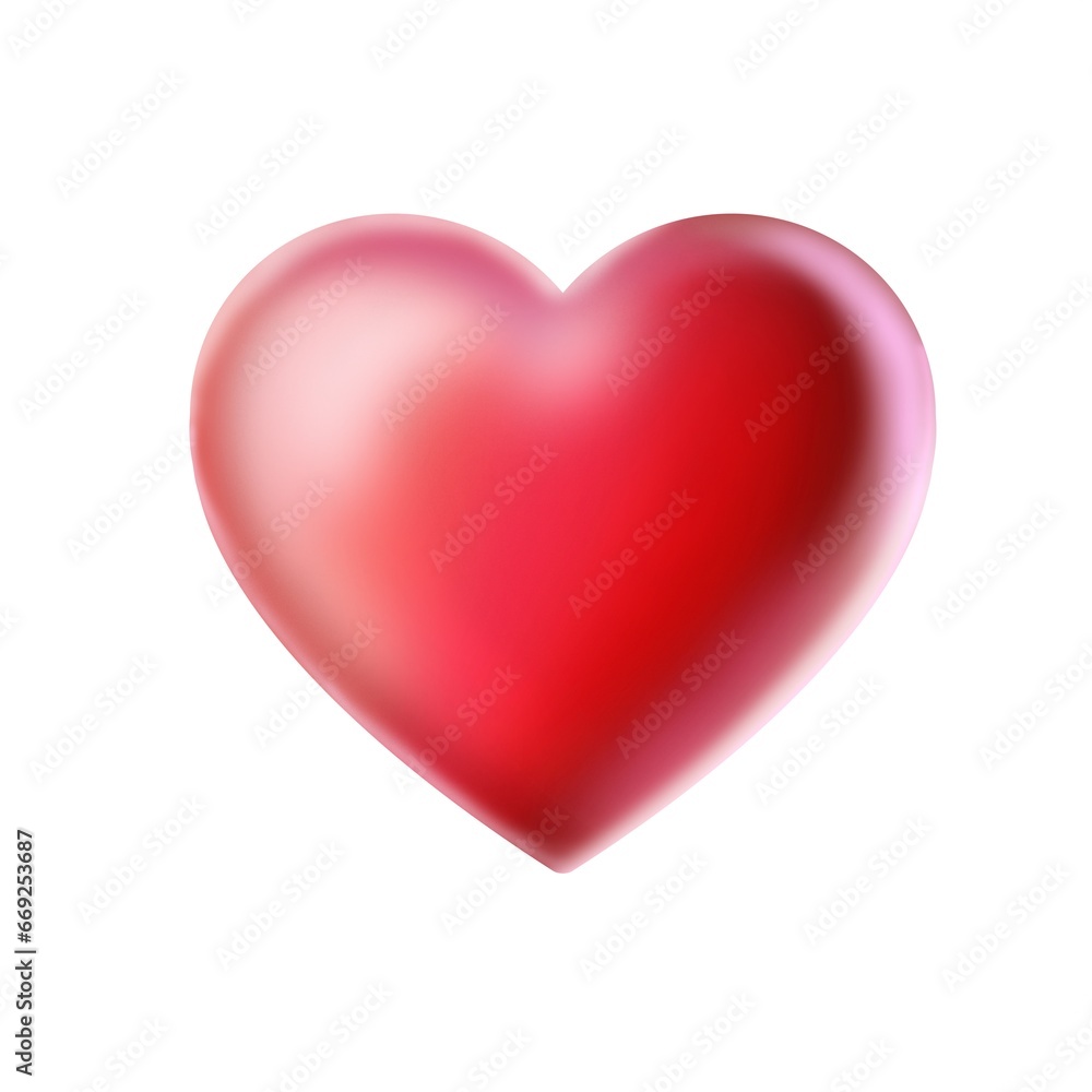 Red heart shape isolated on white 3d
