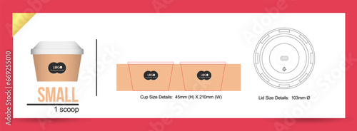 Ice Cream Small Size Cup Template Die cut 