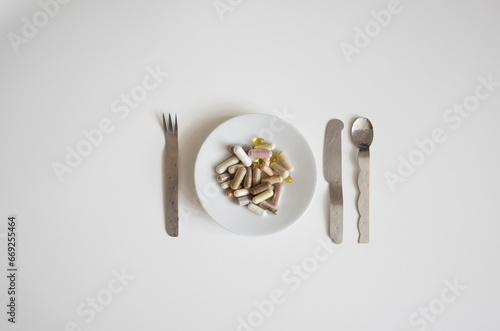 pills on the plate