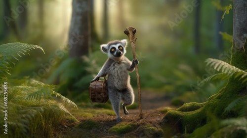 Lemur bag jungle animal species photography illustration picyure AI generated art photo