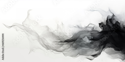 Abstract black smoke on a white background. Design element for graphics artworks.