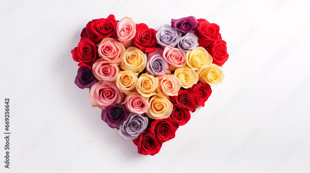 Valentines Day, Heart Made of Roses flower isolated on white background. Valentines Day, Heart Made of Roses flower isolated on white background.