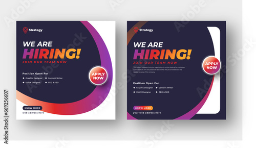 We are hiring job vacancy social media post, employees needed web banner post template