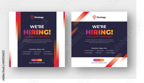 We are hiring job vacancy social media post, employees needed web banner post template