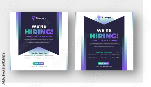 We are hiring job vacancy social media post, employees needed web banner post template photo