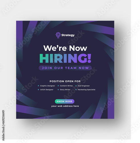 We are hiring job vacancy social media post, employees needed web banner post template