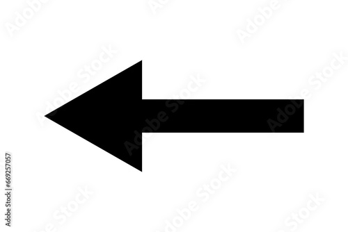 Black arrow pointing to the left isolated on white