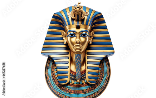 Lifelike 3D Mask of an Ancient Egyptian Pharaoh on a Transparent Background