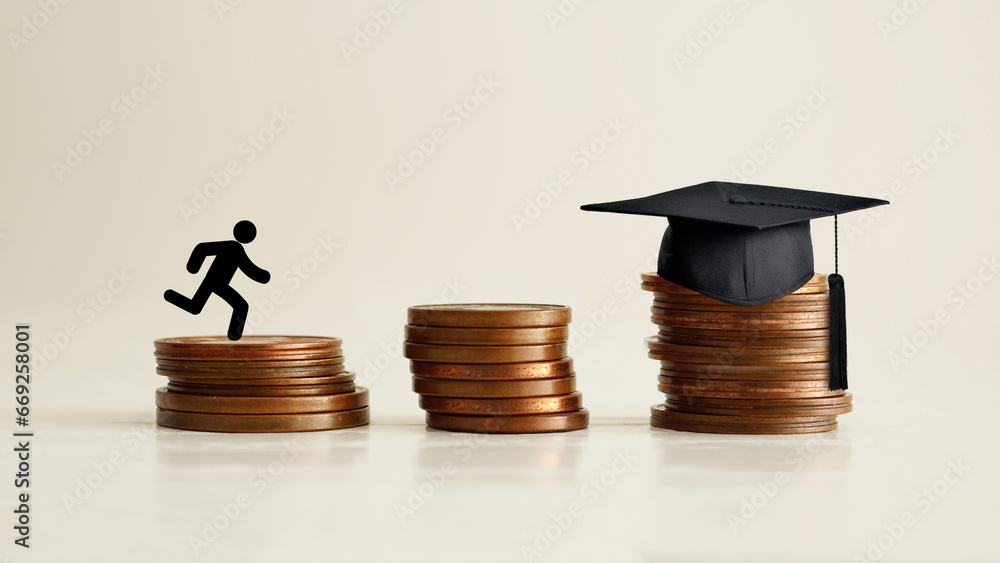 School fees and tuition fees for education, investment and scholarship - obrazy, fototapety, plakaty 