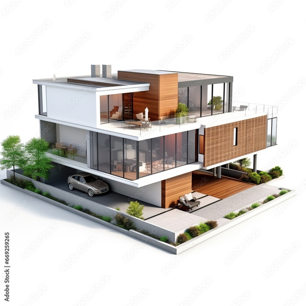 3d Modern Home Isolated On White Background 3d Modern Home Isolated On White Background