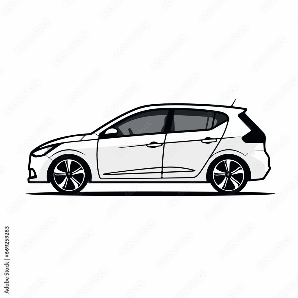 Hatchback in cartoon, doodle style. 2d vector illustration in logo, icon style. AI Generative