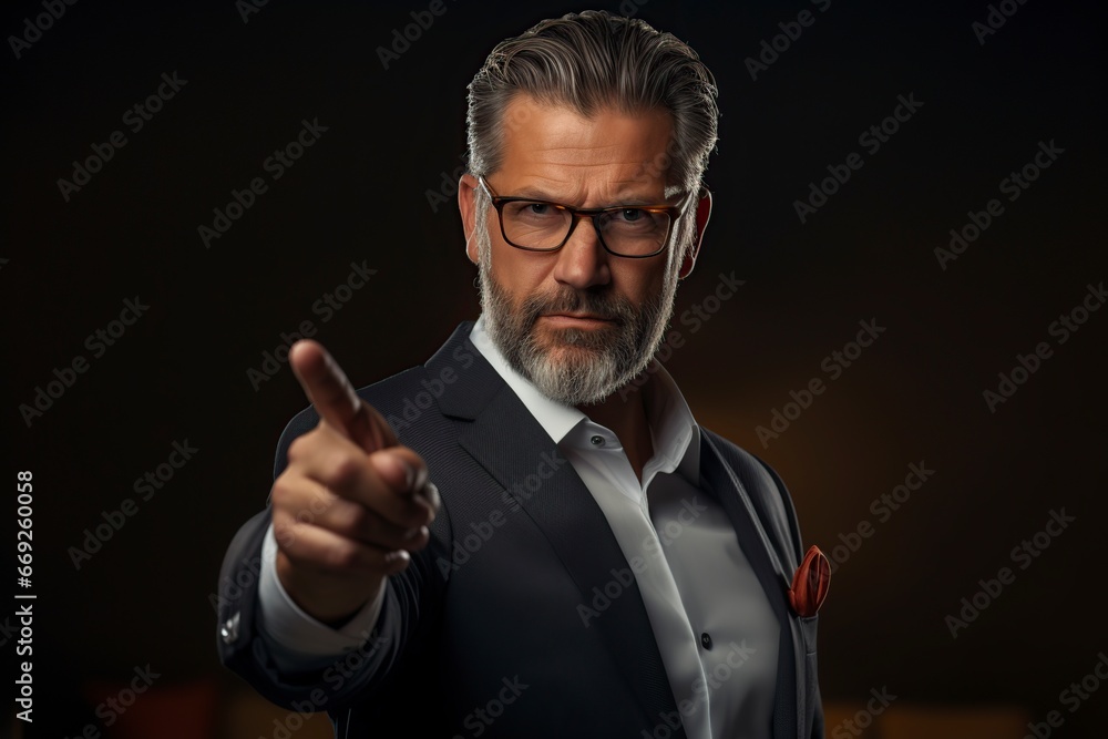 mature businessman pointing his finger in warning mature businessman pointing his finger in warning