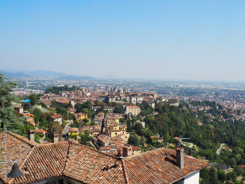 Beautiful scenery on the top of  Bergamo Italy