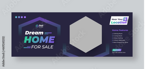 Real estate social media facebook cover web banner template