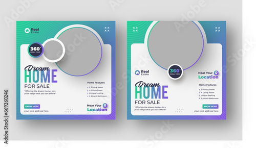 Real estate social media post web banner template