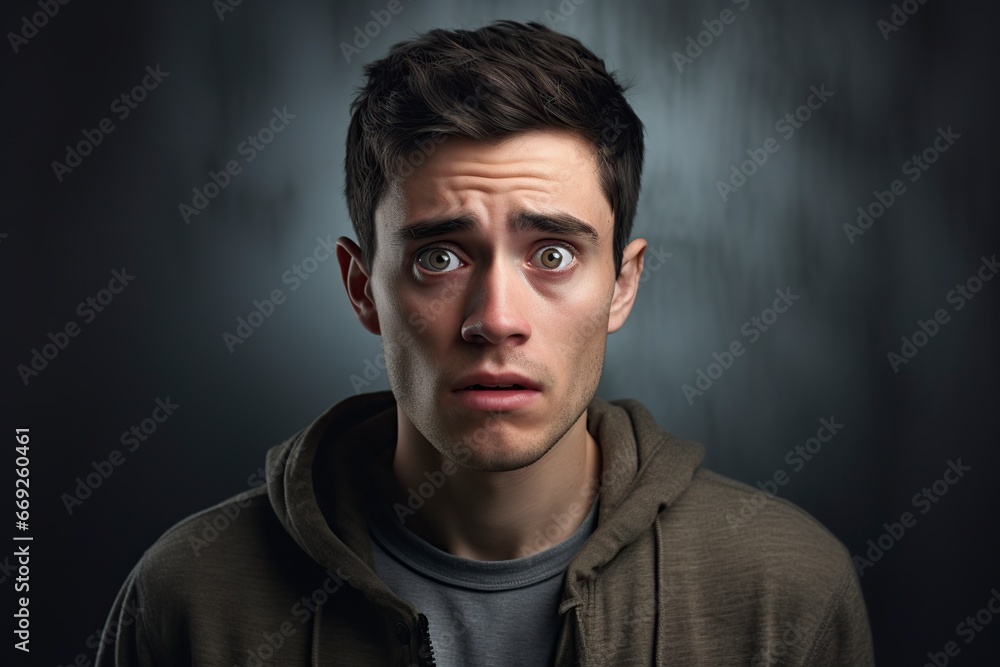 Fototapeta premium young man posing in the studio with an expression of surprise and worry