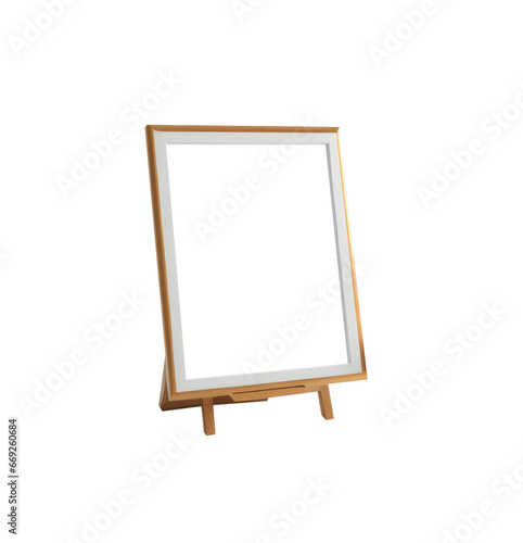 photo frame made of wood with unique carvings isolated on white background PNG.