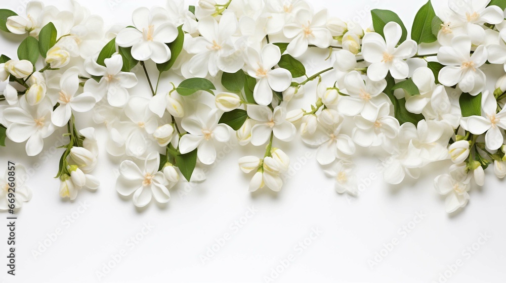 jasmine flowers on white surface
