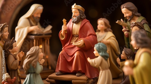 Colorful Toy King and His Subjects: A Delightful Miniature Throne Room