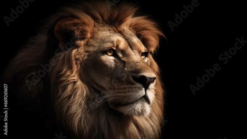 Lion king face angry roaring wild animal photography illustration picture AI generated art