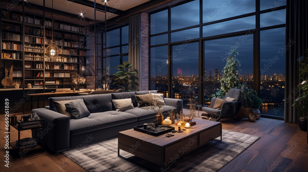 Dark colored bedroom with a lot of windows Dark colored bedroom with a lot of windows