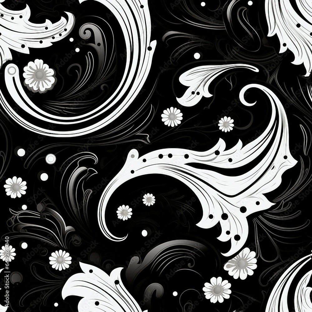 Fototapeta premium Paisley Dreams in Monochrome Pattern