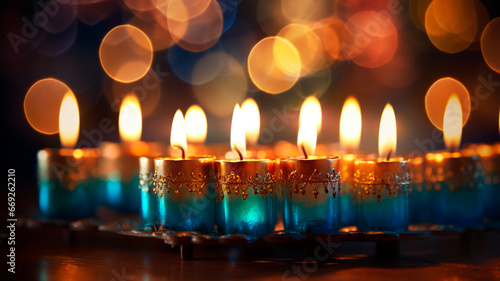 burning candles on blurred background