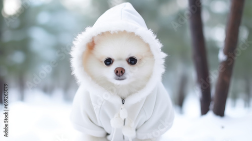 Pomeranian Spitz Dog in Christmas Costume