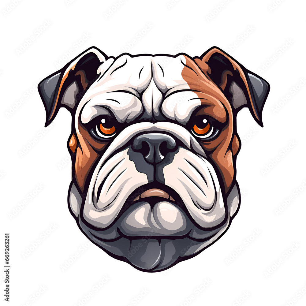 Cartoon Style Bulldog Puppy Dog Vector Style Illustration Cartoon Bulldog Logo No Background Perfect for Print on Demand Merchandise