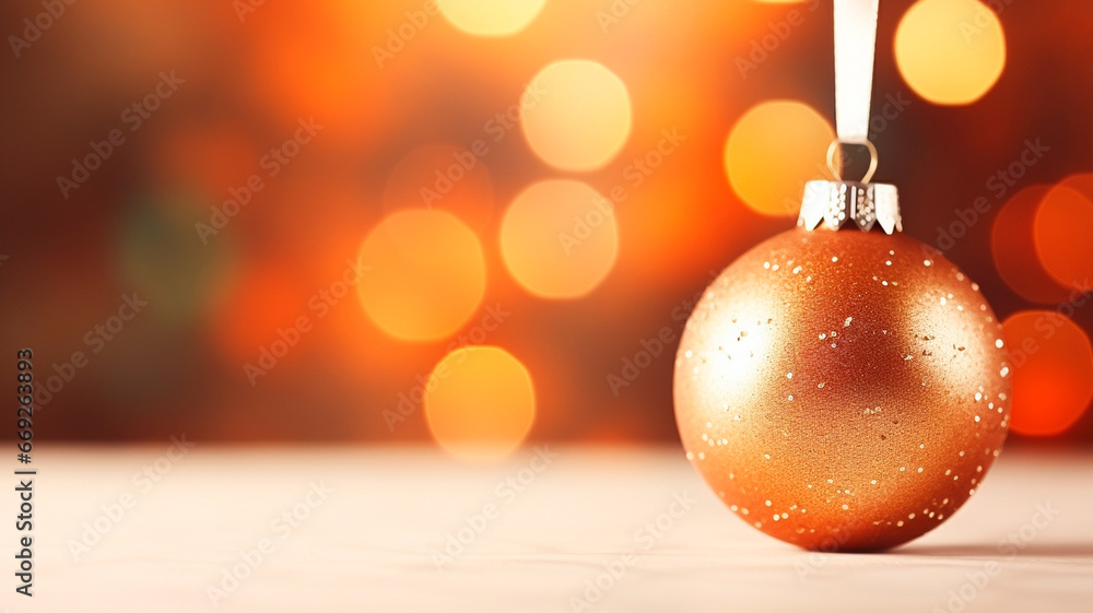 christmas bauble on blurred christmas tree. christmas bauble on blurred christmas tree.
