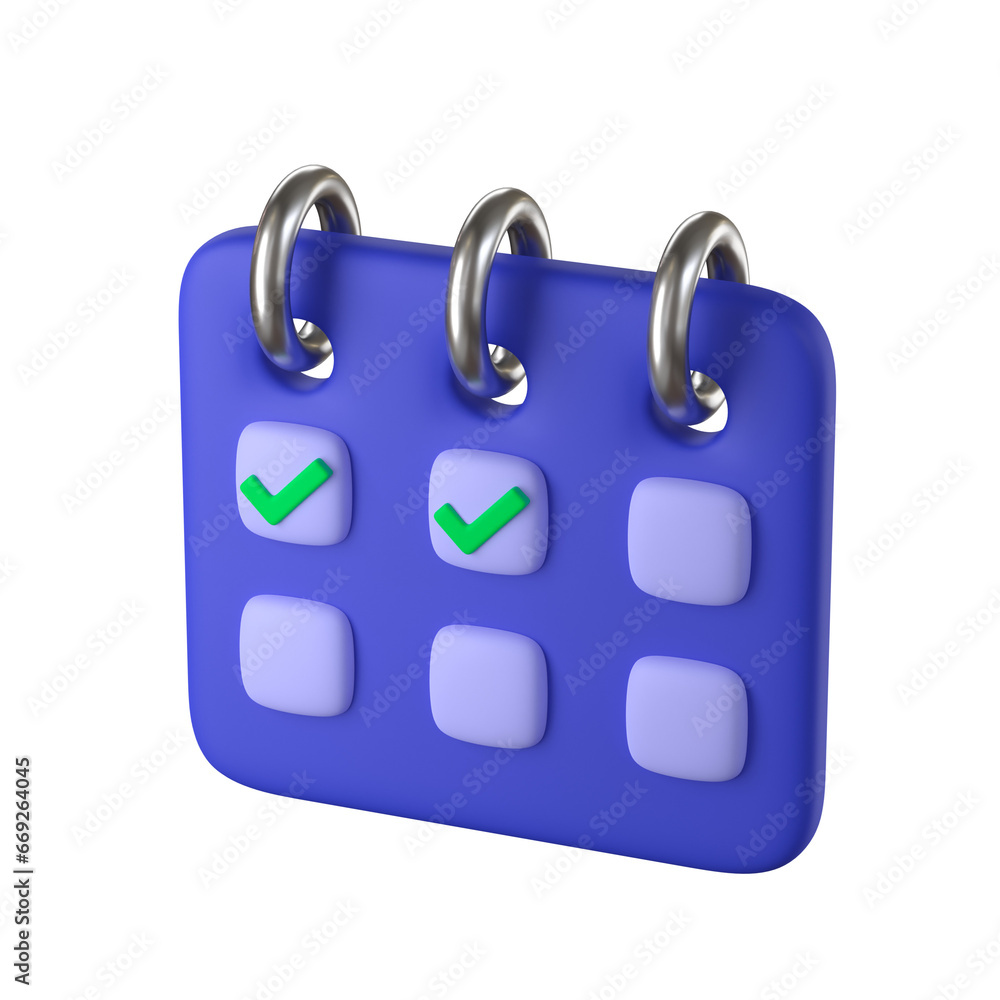 3D calendar date time - Finance and Banking icon, blue and green color soft render 3D calendar date time - Finance and Banking icon, blue and green color soft render