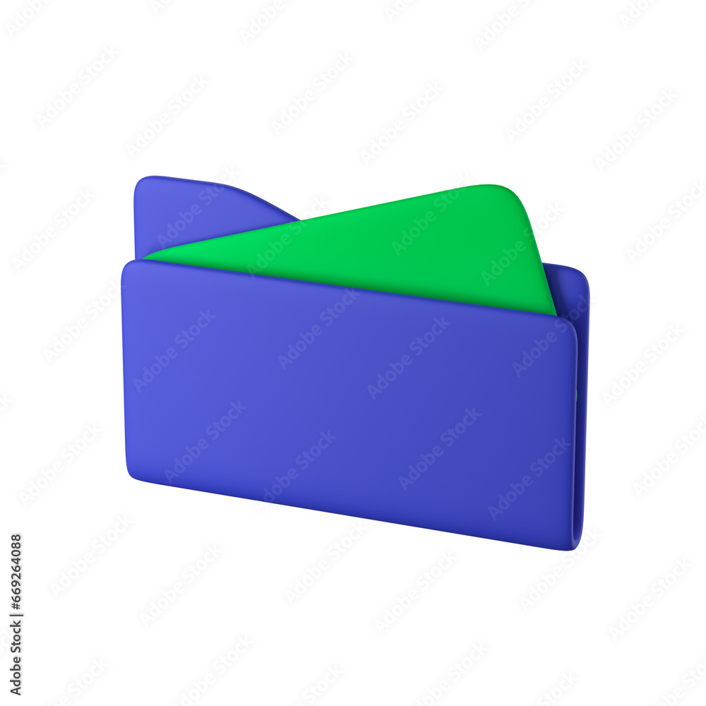 3D paper folder file - Finance and Banking icon, blue and green color soft render 3D paper folder file - Finance and Banking icon, blue and green color soft render