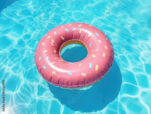 Inflatable Donut float in a swimming pool