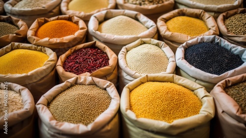 bulk buying items such as rice or lentils, copy space, 16:9 photo